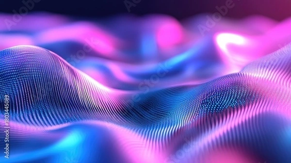 Obraz Digital landscape creating a glowing neon wave background