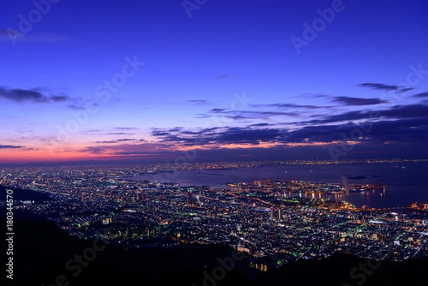 Fototapeta 大阪、神戸の夜景　摩耶山掬星台からの眺め