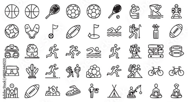 Fototapeta Variety of Sports and Leisure Activities Vector Icon Collection