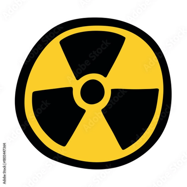 Fototapeta Hand drawn radiation sign Nuclear radiation hazard symbol Radioactive danger warning sign clipart in doodle style Nuclear safety Radioactive waste Single element for print, web, design, decor