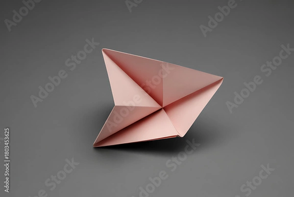 Obraz Delicate rose gold origami star folded from paper on a neutral grey background