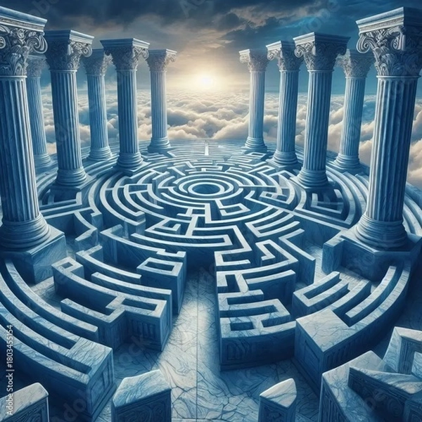 Obraz Hymettian Marble Labyrinth BlueGray Attic at Mount Hymettus Noon