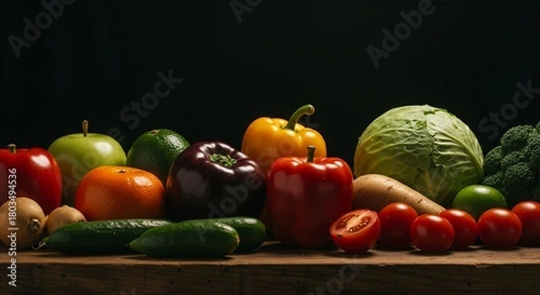 Obraz Fresh Vegetables on a Wooden Table