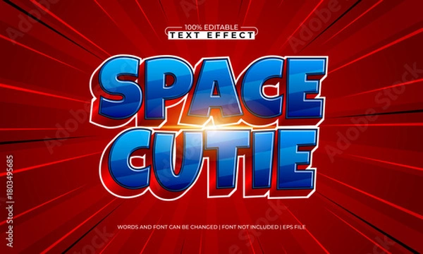 Fototapeta space cutie editable galaxy text effect with stars and nebula glow