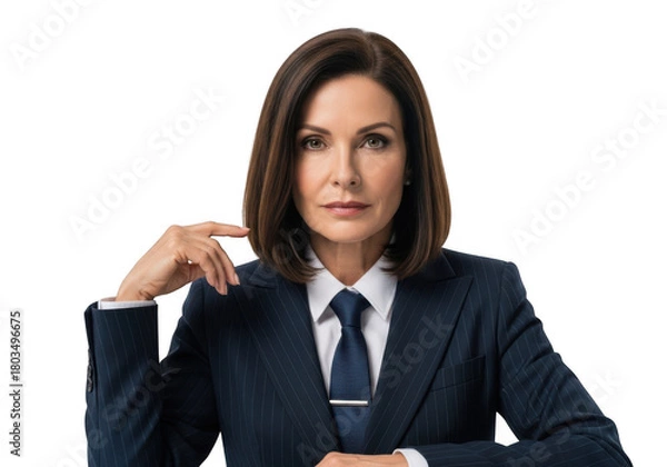 Obraz Professional businesswoman portrait in suit stock photo image for mockups and design resources, isolated on transparent background
