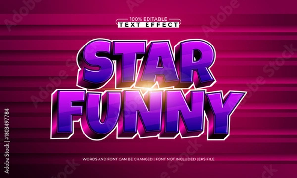 Fototapeta star funny editable galaxy text effect with stars and nebula glow