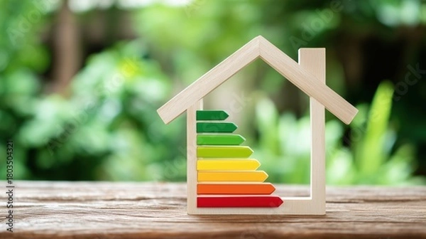 Fototapeta A Progress Bar or Meter Showing the Journey Towards a Zero-Energy, Ecological House.