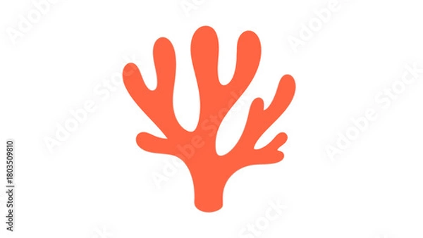 Obraz Simple orange coral illustration with multiple rounded branches on a plain white background