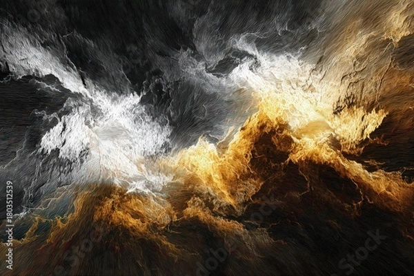 Obraz Abstract Textured Composition of Dynamic Forms in Bright Colors against a Dark Background