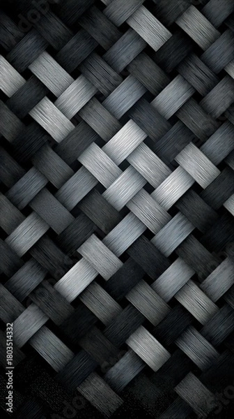 Obraz Abstract Woven Texture With Diagonal Lines Featuring Grayscale Tones And Subtle Light Effects