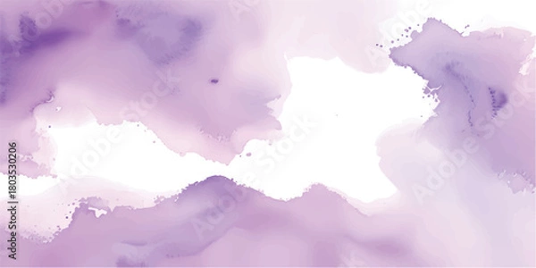 Obraz Elegant Watercolor Lavender Field Background with Soft Purple Florals, Smooth Brush Strokes and Light Pastel Atmosphere for Wedding Invitations and Luxury Natural Branding Designs