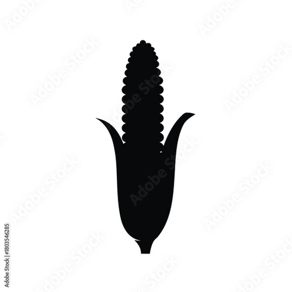 Obraz Minimalist black corn cob graphic icon design element
