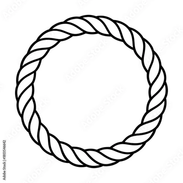 Fototapeta Thick Black and White Circular Rope Border or Nautical Frame Vector
