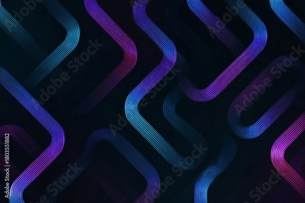 Obraz Vibrant neon wave pattern with gradient glow on dark background