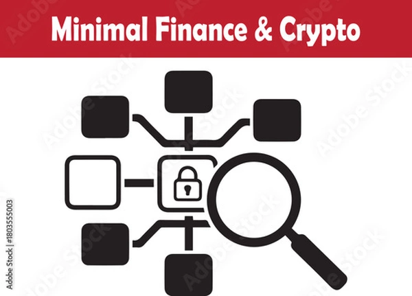 Obraz Blockchain security audit icon with magnifying analytics vector illustration