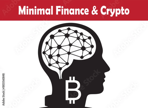Obraz Minimal crypto brain network showcasing bitcoin financial intelligence vector illustration
