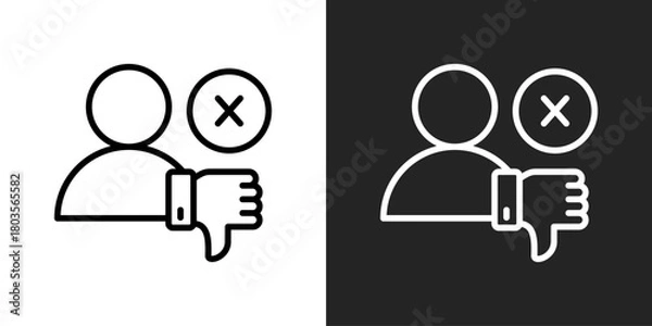 Fototapeta Dislike Icon In Black And White Outline Style
