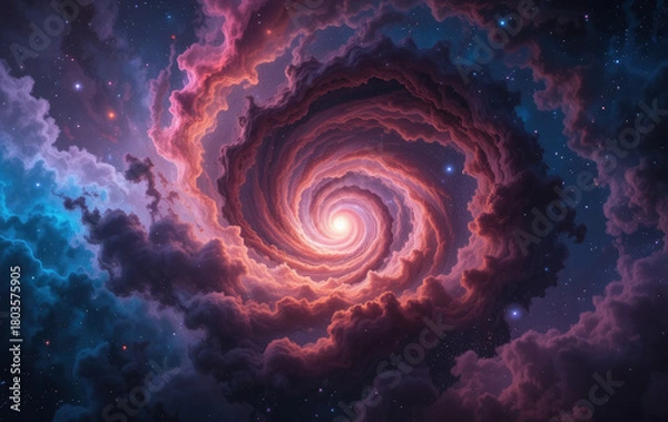 Fototapeta Fantasy Universe Art: Swirling Gas Clouds and Sparkling Stars.