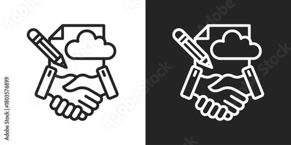 Fototapeta Contracts Icon In Black And White Outline Style