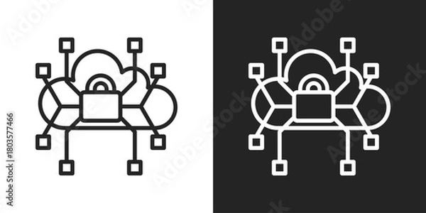 Fototapeta Encryption Icon In Black And White Outline Style