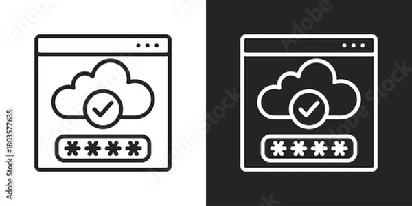 Fototapeta Verification Icon In Black And White Outline Style
