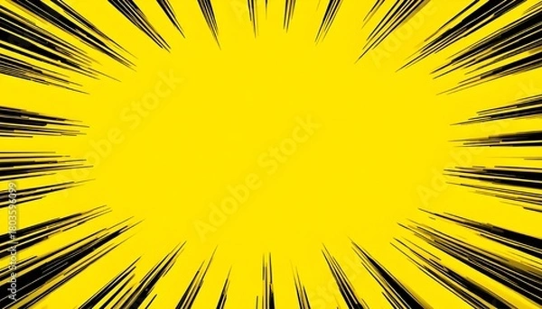 Obraz Yellow Comic Zoom Background – Cartoon Burst Template
