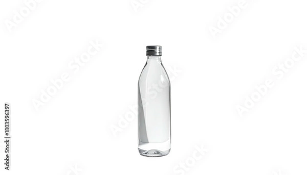 Obraz Clear liquid in a simple bottle with metal cap on black