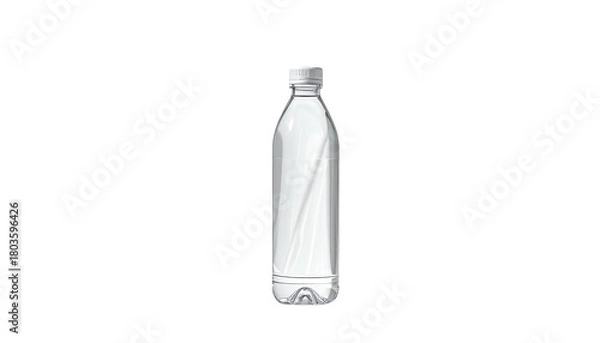 Obraz Clear plastic bottle with white cap, central on black