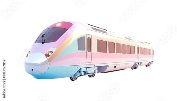 Obraz Pastel high-speed train with rounded nose and window panels