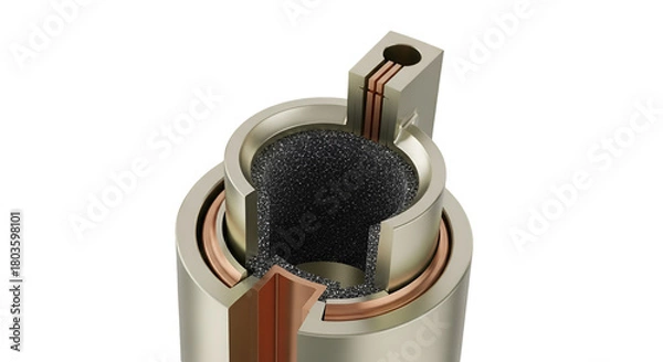 Obraz Cutaway view of a cylindrical component with internal structure