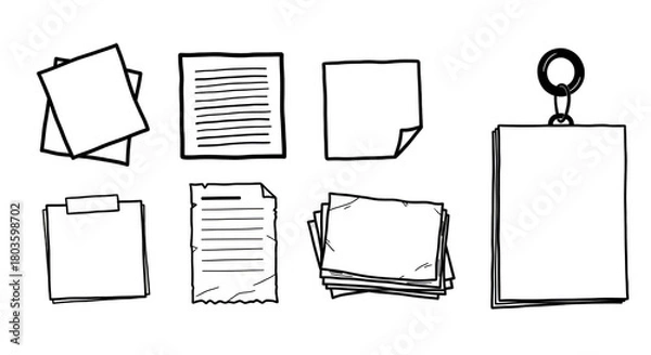 Fototapeta Doodle Style Paper Notes and Pages image graphic