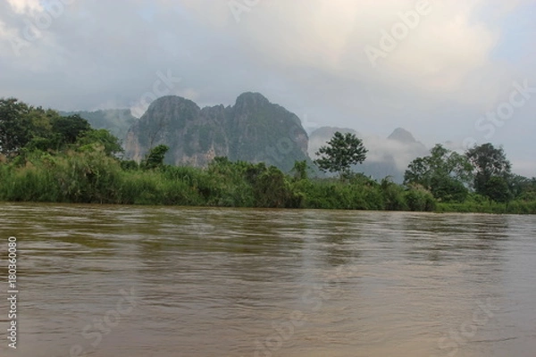 Obraz river and mountain