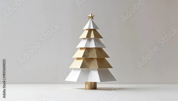 Fototapeta Abstract Christmas tree shape in minimalist design with neutral colors  