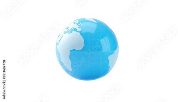 Obraz Blue planet Earth, continents rendered in white, glossy surface