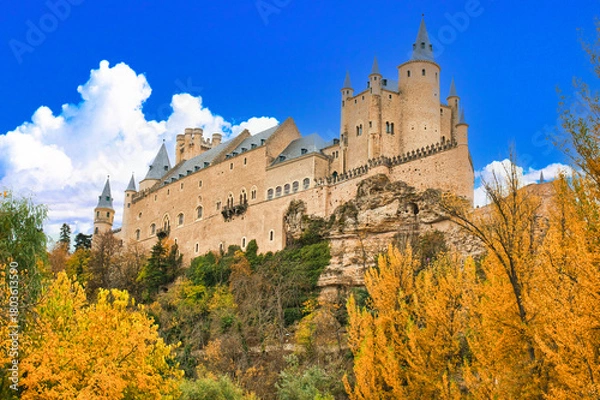 Obraz 世界遺産・セゴビアのアルカサル城の絶景