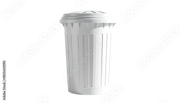 Obraz White wastebasket stands centered on a solid black background