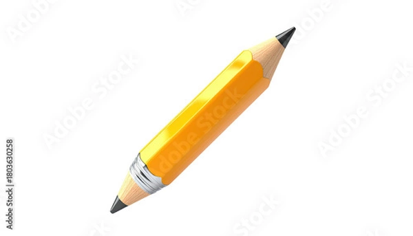 Obraz Single, sharpened yellow pencil isolated on black background