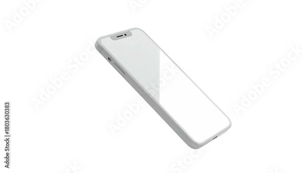 Obraz White smartphone angled on black background, screen facing up