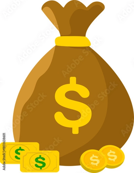 Obraz Money Bag with Coins Symbolizing Wealth and Prosperity