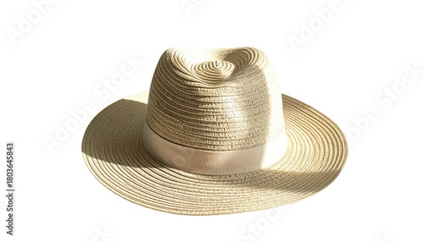 Obraz Straw hat with a light ribbon, dark background