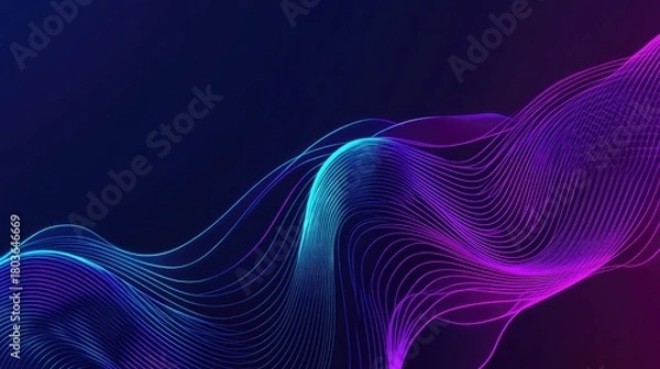 Obraz Digital sound wave spreading on dark background