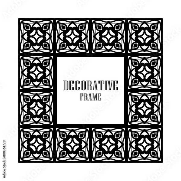 Fototapeta Ornamental black vintage frame with place for text. Template for design. Vector illustration