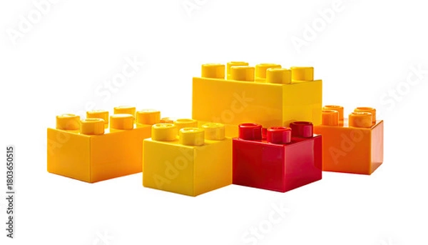 Fototapeta Plastic building blocks, yellow and red