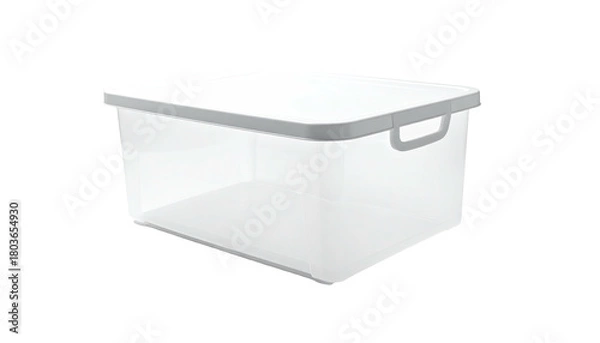 Fototapeta Simple, clear plastic box with a light gray lid