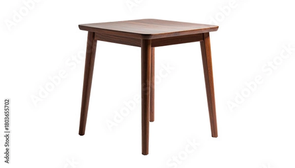 Fototapeta Small, square wooden side table with four tapered legs on black