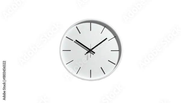 Fototapeta Simple white wall clock showing ten-ten on a black background