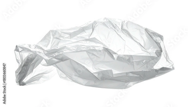 Obraz Crinkled, translucent white plastic sheet against black background