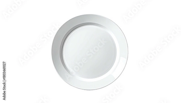 Obraz White plate, circular, central perspective, on a black background