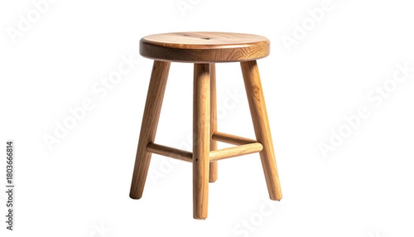 Obraz Wooden stool with three legs, isolated on a black background