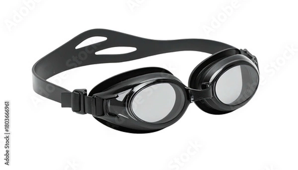 Obraz Black swim goggles with clear lenses on a black background